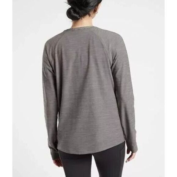Athleta Women's Sz Large Gray Heather Ultimate Textured L/S Train Top - Picture 10 of 11